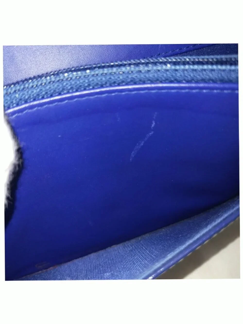 Authentic Chanel CC Caviar Wallet On Chain WOC Blue Leather Bag - Picture 10 of 16